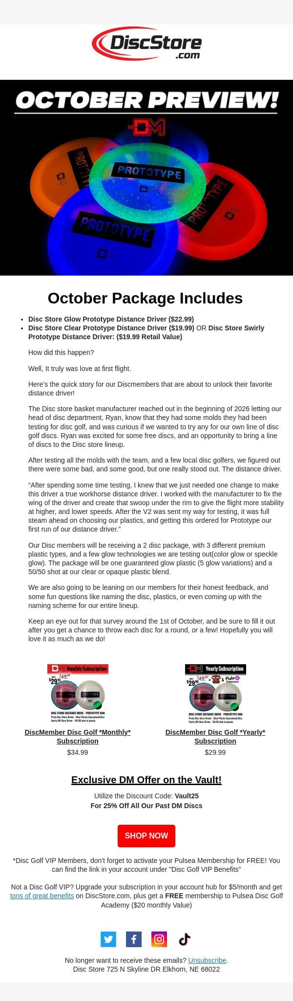 October DiscMember Preview! email from Discace screenshot