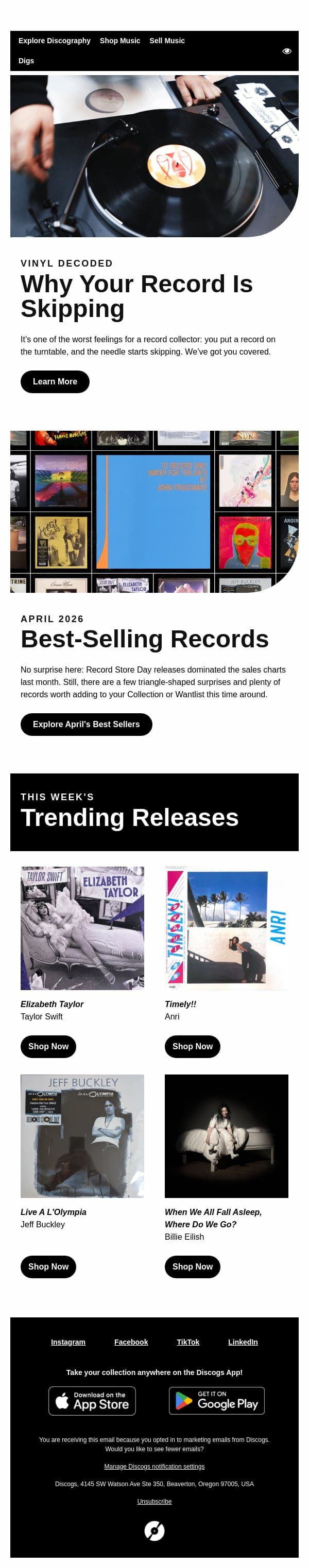 Why Your Record is Skipping (and How to Fix It) email from Discogs screenshot