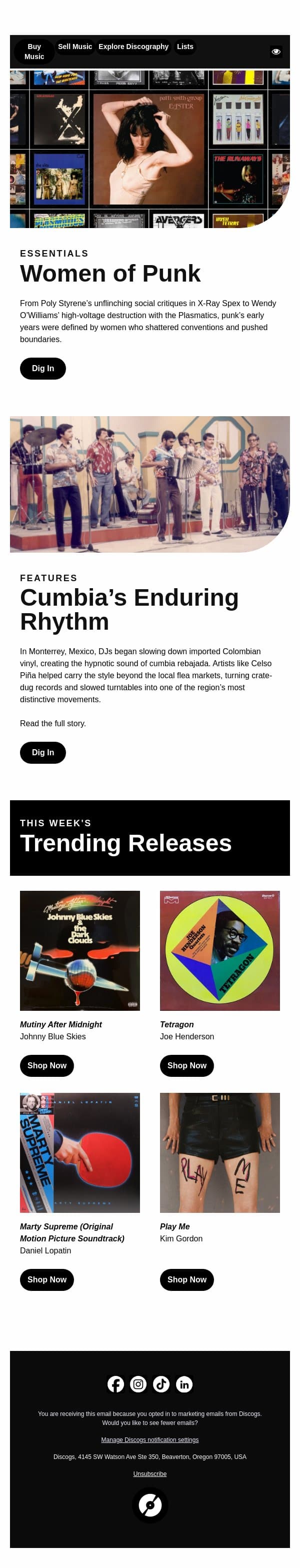The Punk History Most People Miss email from Discogs screenshot