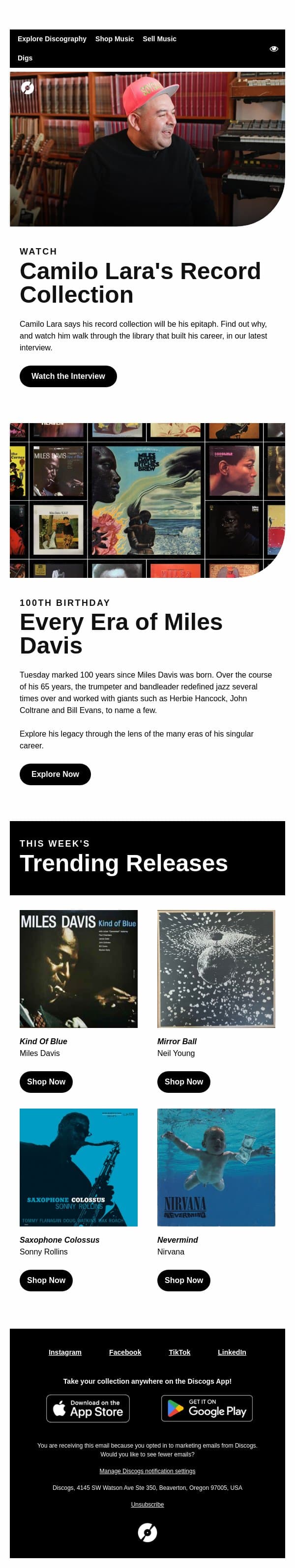 "My Record Collection Is Going to Be My Epitaph” email from Discogs screenshot