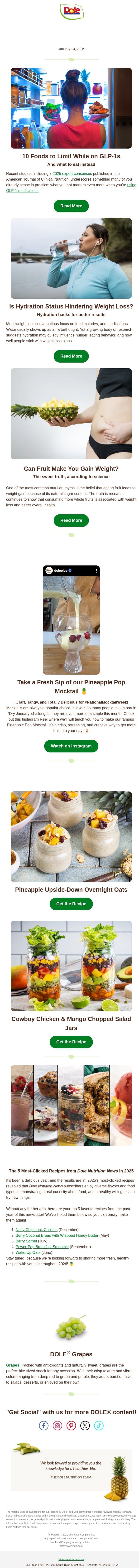 Do you Know these Hydration Hacks? 💧 email from Dole screenshot