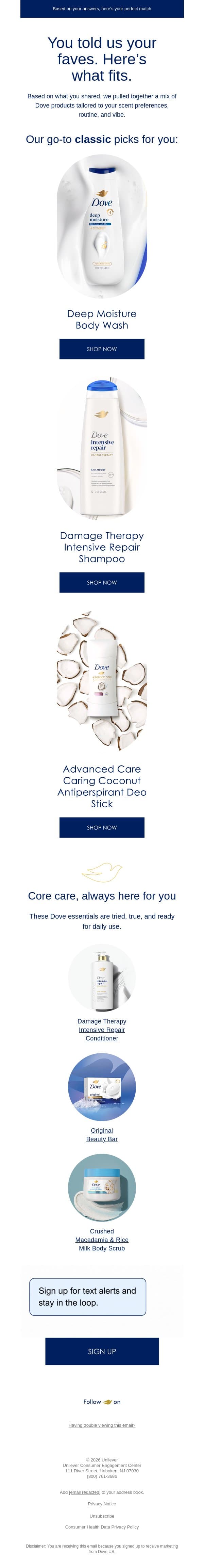 Meet your Dove must-haves ✨ email from Dove screenshot