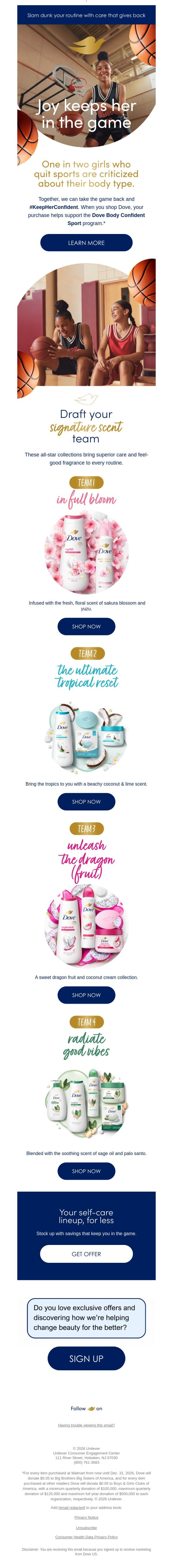 Celebrate self-care with Dove savings 💙 email from Dove screenshot