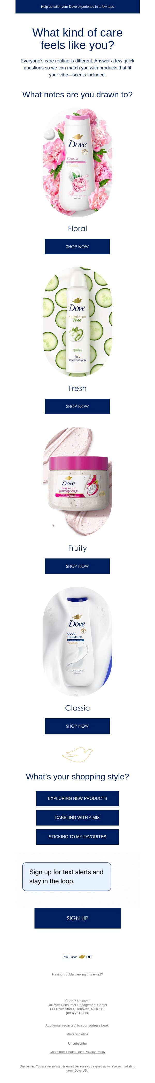 Let’s personalize your care ✍️ email from Dove screenshot