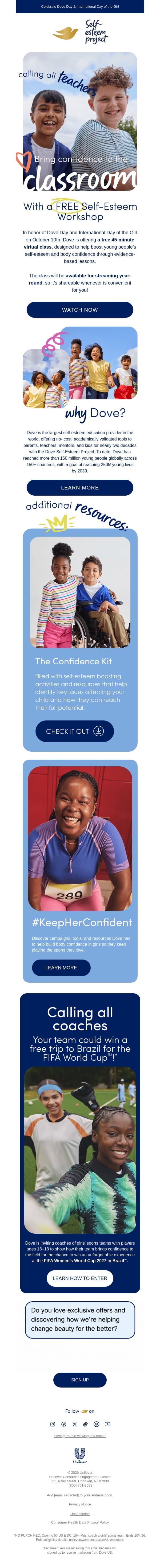 Enter to win a FIFA World Cup™ trip for your team! ⚽ email from Dove screenshot