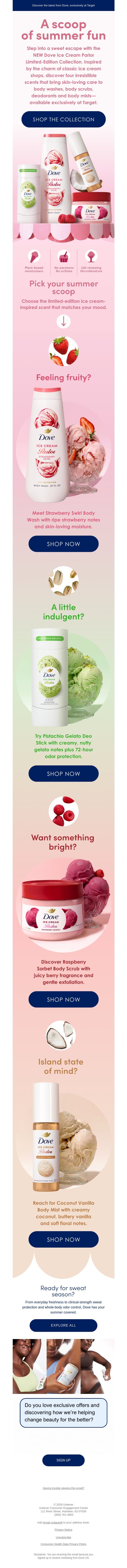 🍓 Meet Dove Ice Cream Parlor email from Dove screenshot