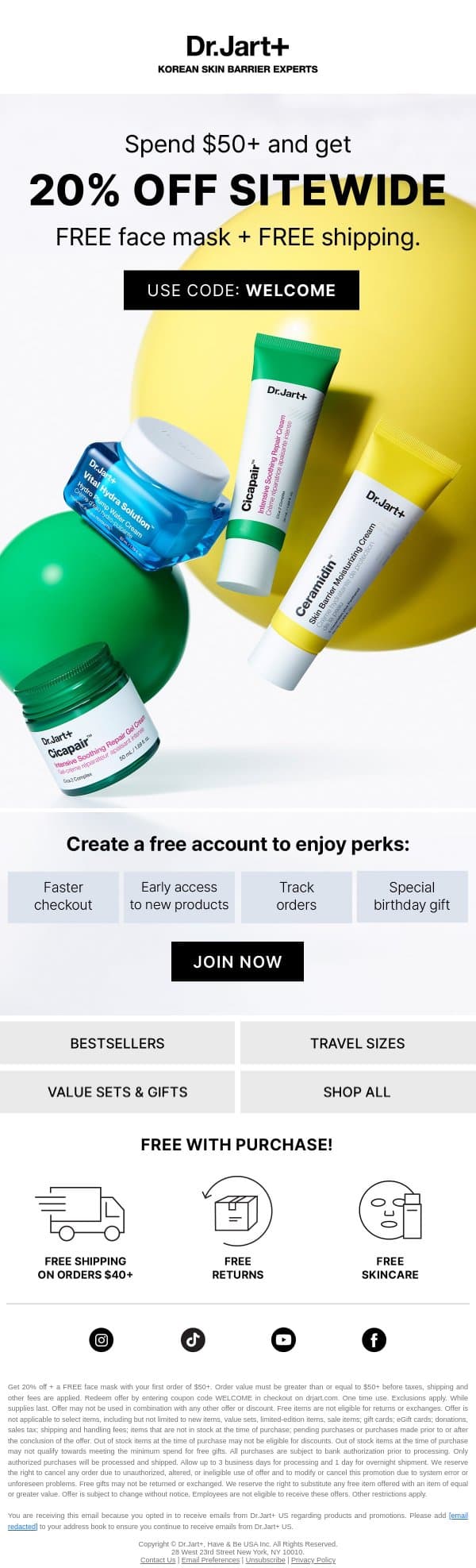 LAST CHANCE: 20% Off + A Freebie email from Dr. Jart+ screenshot