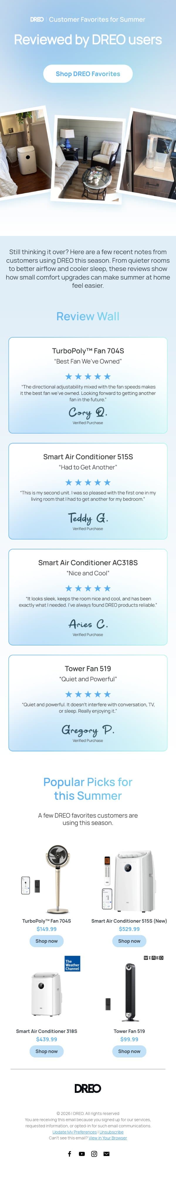 DREO | Before You Decide, Read These Reviews email from Dreo screenshot
