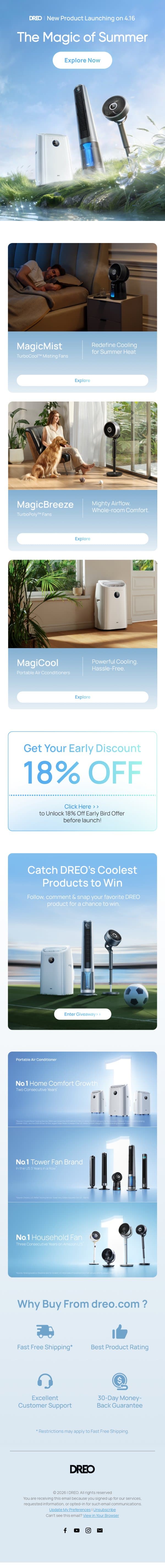 Don't Miss Our Upcoming Product Launch email from Dreo screenshot