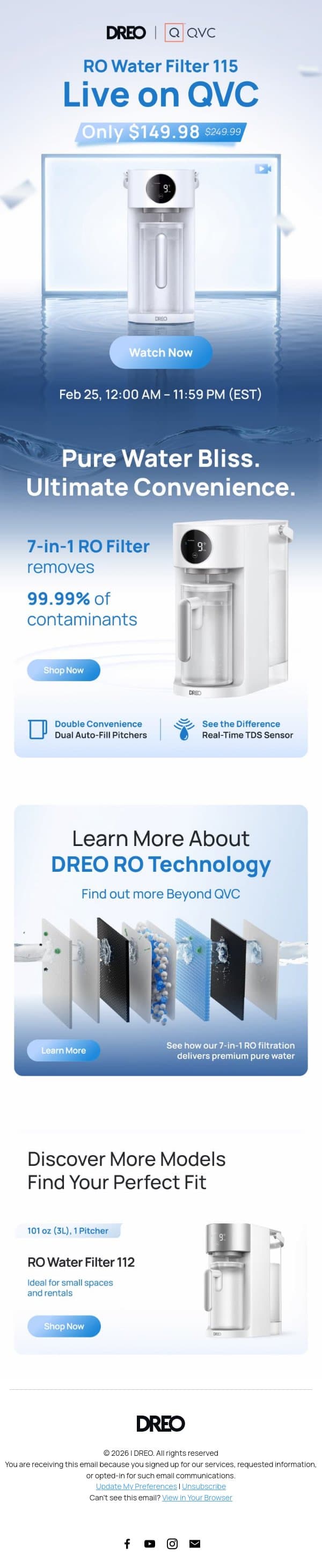 ⏰ We're LIVE on QVC – $100 Off Ends in 24 Hours email from Dreo screenshot