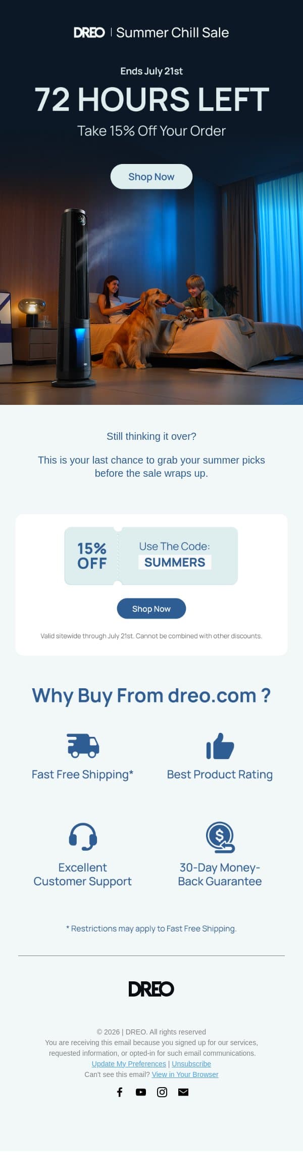 DREO | ⏰ 72hrs Left to Save BIG email from Dreo screenshot