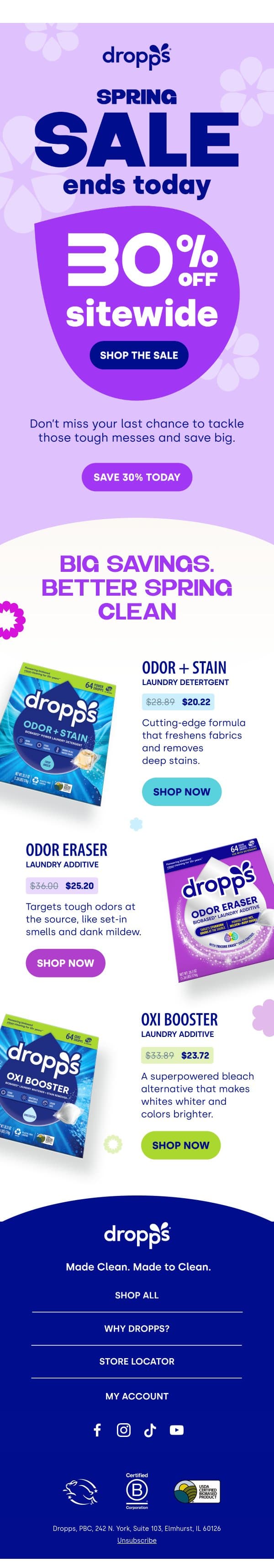 Final Hours For 30% Off ⏰ email from Dropps screenshot
