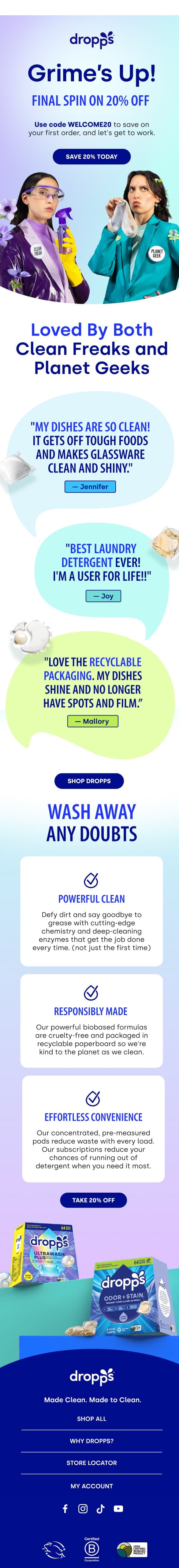 Psst…don’t forget about 20% off email from Dropps screenshot