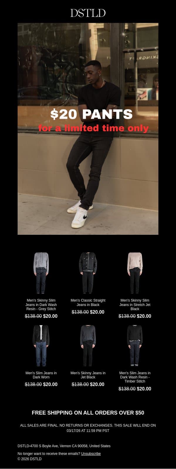 $20 JEANS! GET THEM BEFORE THEY SELL OUT!👖 email from DSTLD screenshot