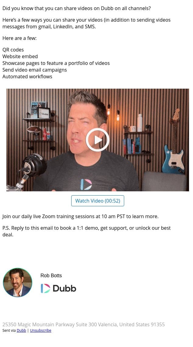 More wants to Share=more ways to sell email from Dubb screenshot