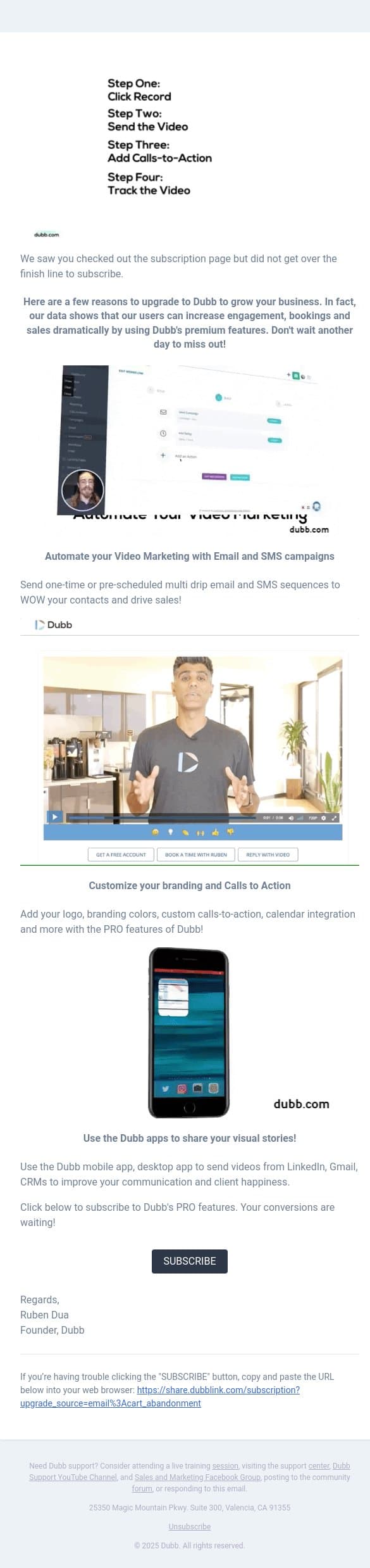 john, upgrade to Dubb for Pro Access 🔥 - Final Reminder email from Dubb screenshot