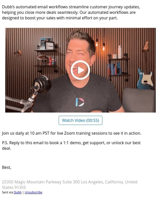 Ready to double your sales effortlessly? email from Dubb screenshot