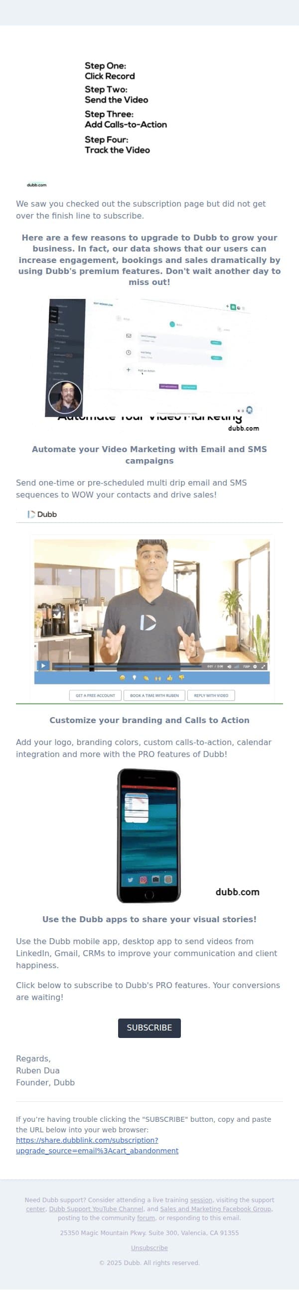 john, upgrade to Dubb for Pro Access 🔥 email from Dubb screenshot