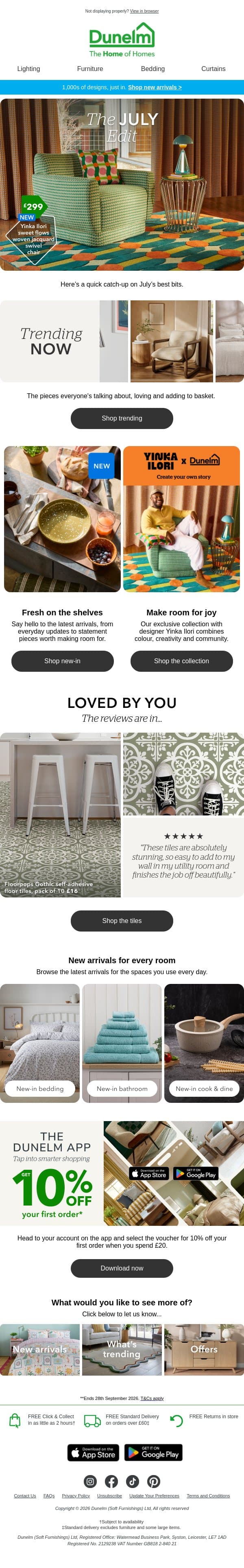 In case you missed it... email from Dunelm screenshot