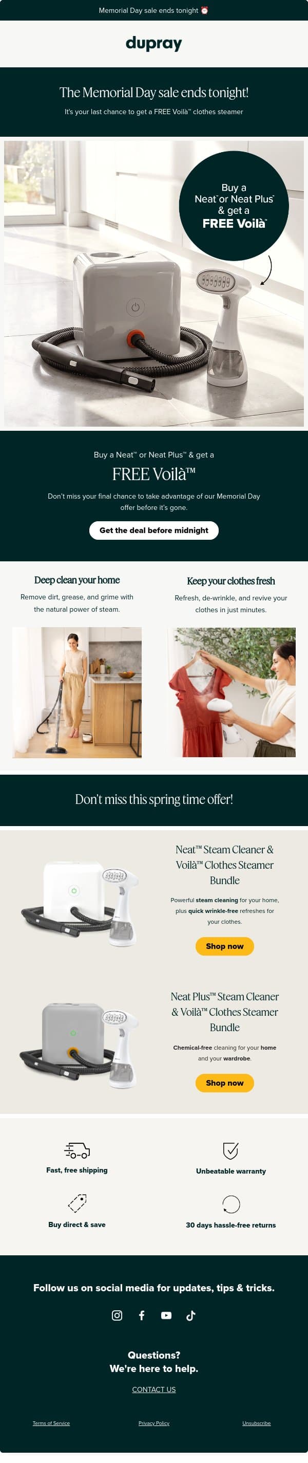 Get your FREE Voilà™ before it’s gone! email from Dupray screenshot