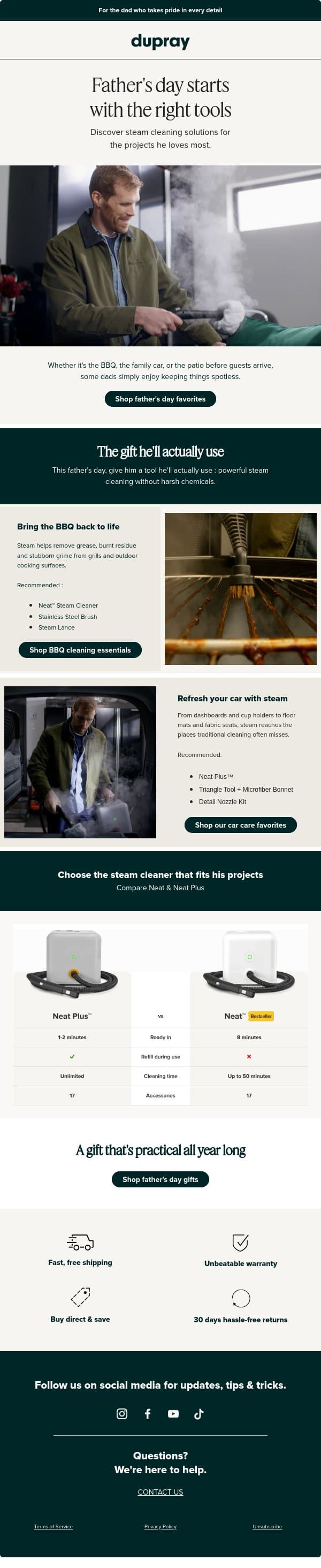 Father's Day starts with the right tools email from Dupray screenshot