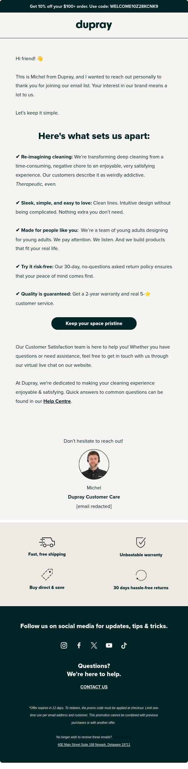 Can I show you what makes us special? email from Dupray screenshot
