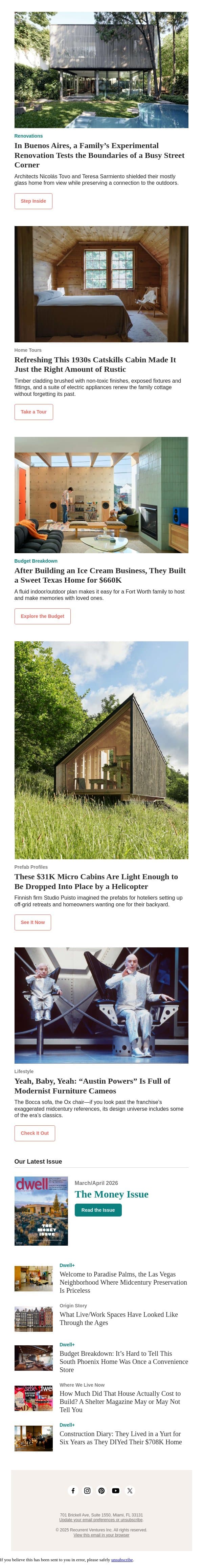 These $31K Micro Cabins Are Light Enough to Be Dropped Into Place by a Helicopter email from Dwell screenshot