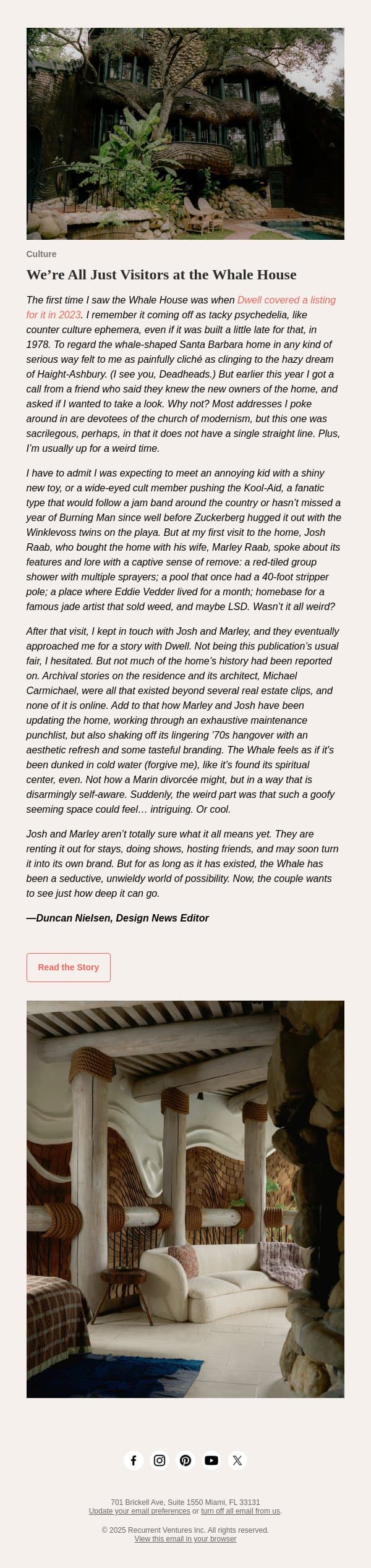 We’re All Just Visitors at the Whale House email from Dwell screenshot