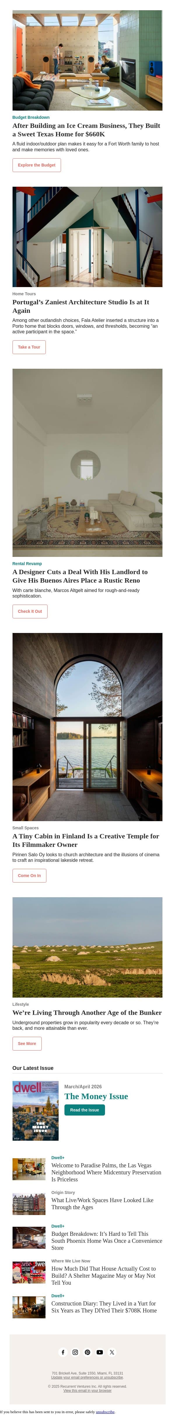 First They Built an Ice Cream Business, Then They Built a Cool Home email from Dwell screenshot
