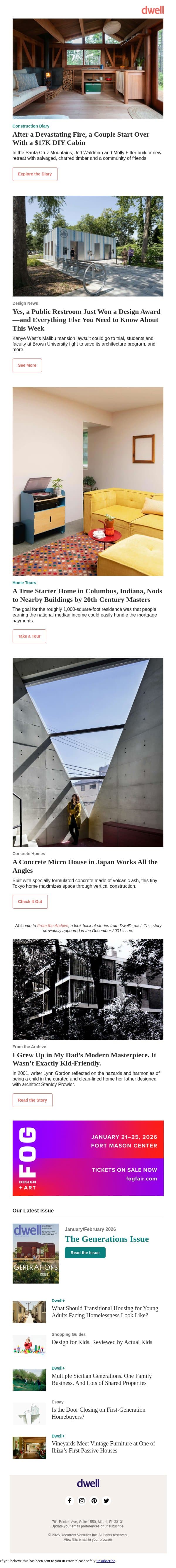 Yes, a Public Restroom Just Won a Design Award—and Everything Else You Need to Know About This Week email from Dwell screenshot