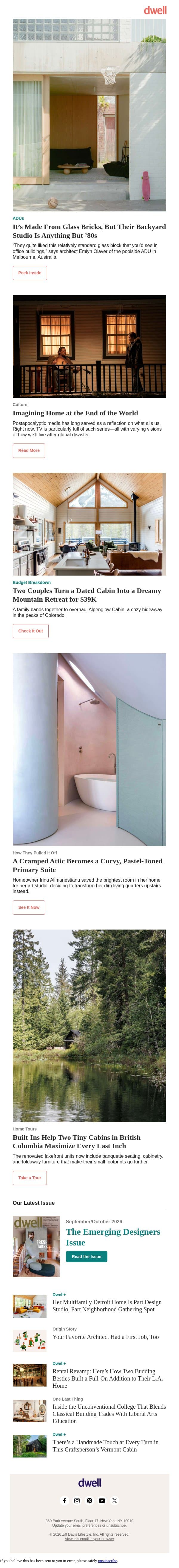 Do Postapocalytptic Homes Have Their Own Aesthetic? email from Dwell screenshot