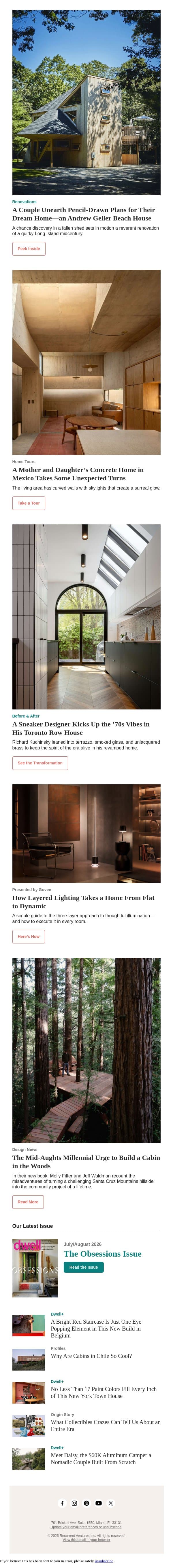 Let’s Talk About the Millennial Urge To Build a Cabin in the Woods email from Dwell screenshot