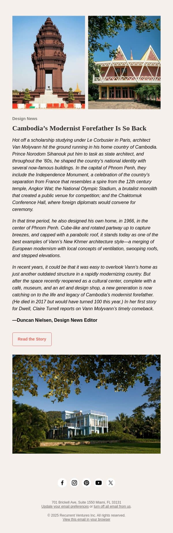 Cambodia’s Modernist Forefather Is So Back email from Dwell screenshot