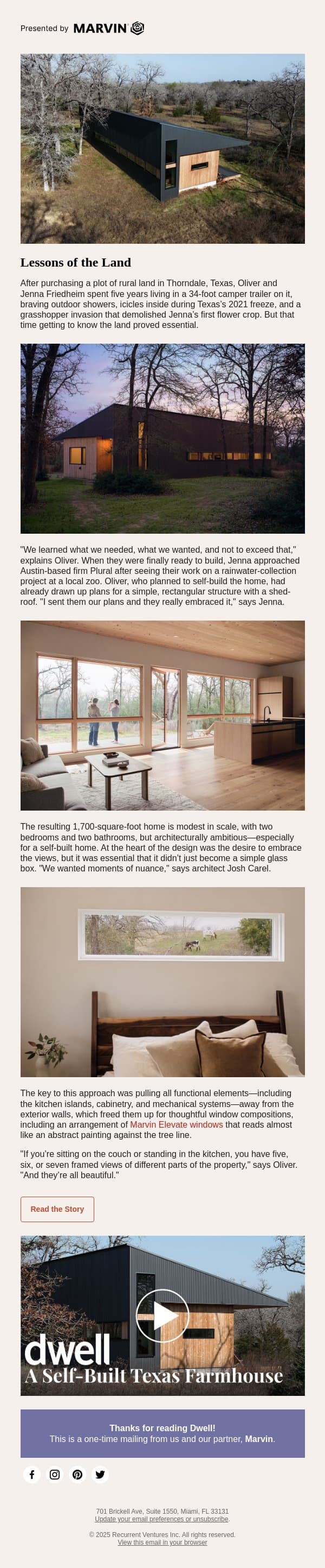 They Let the Land Lead, Then Built Their Texas Farmhouse email from Dwell screenshot