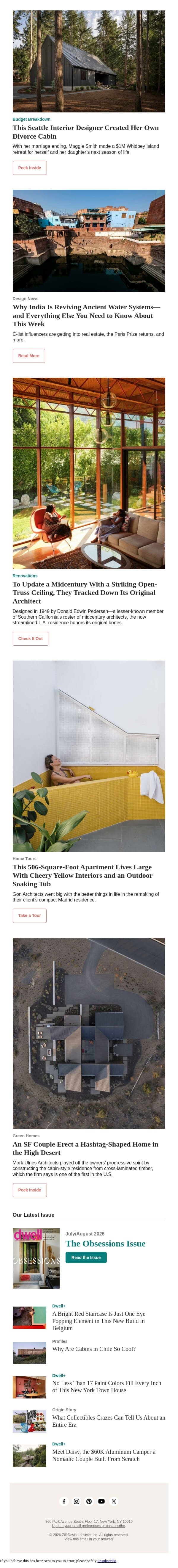 Forget a She-Shed; How About a Divorce Cabin? email from Dwell screenshot