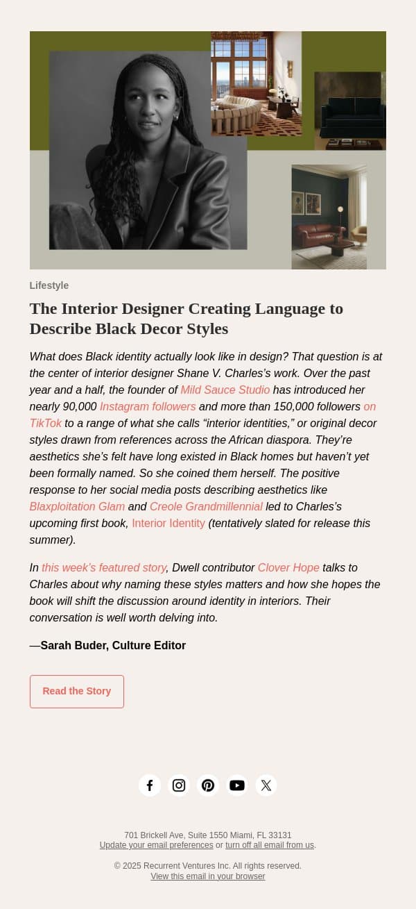 The Interior Designer Creating Language to Describe Black Decor Styles email from Dwell screenshot