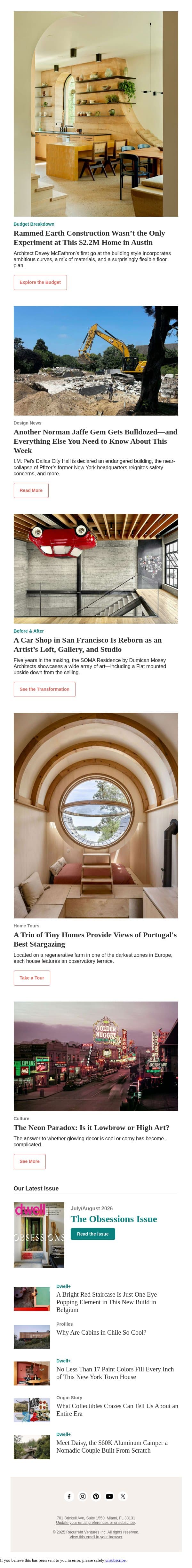 This Curvy Rammed Earth House Was Inspired by a Days-Long Workshop in the Desert email from Dwell screenshot