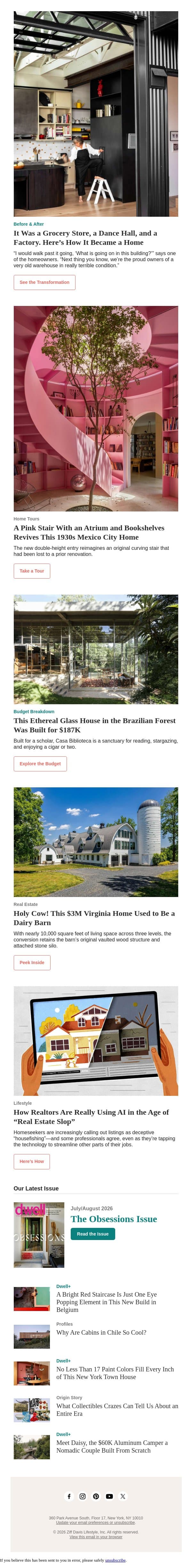 MOO-ve Over Boring Renos—This $3M Home Used to Be a Dairy Barn email from Dwell screenshot