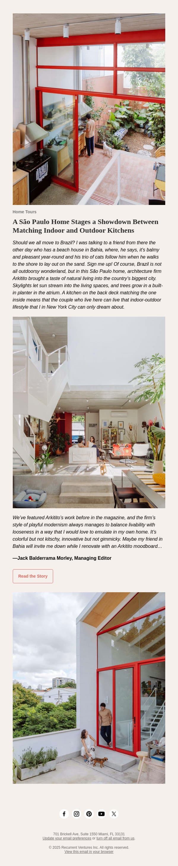 A São Paulo Home Stages a Showdown Between Matching Indoor and Outdoor Kitchens email from Dwell screenshot