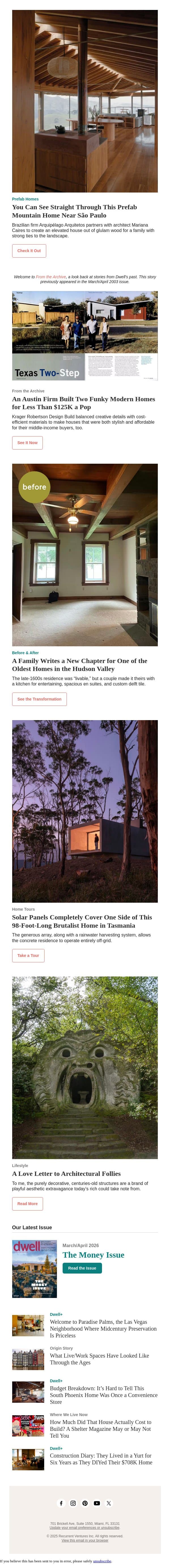 Solar Panels Completely Cover One Side of This 98-Foot-Long Home email from Dwell screenshot