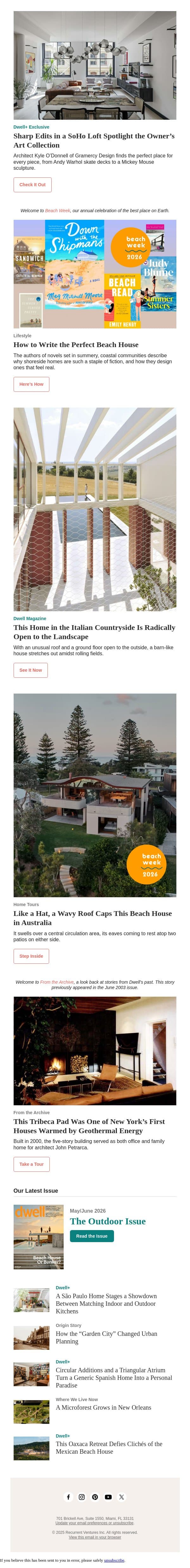What Makes a Perfect Beach House? These Bestselling Authors Seem to Have a Clue email from Dwell screenshot