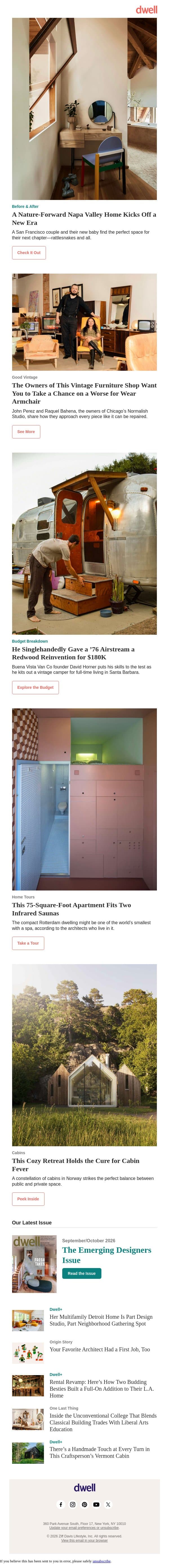 This 75-Square-Foot Apartment Fits Two Infrared Saunas email from Dwell screenshot