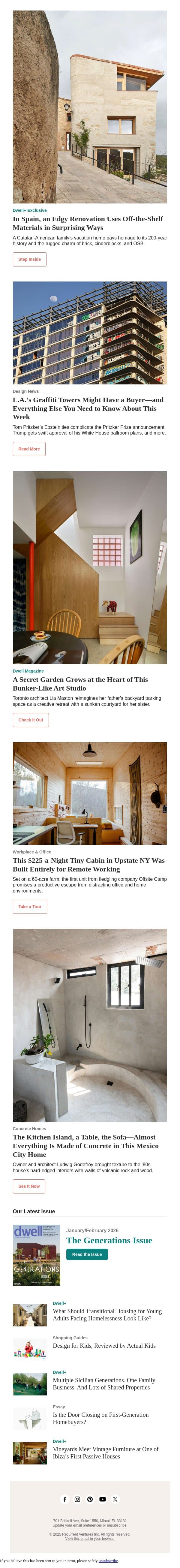 Almost Everything Is Made of Concrete in This Home (Even the Sofa) email from Dwell screenshot
