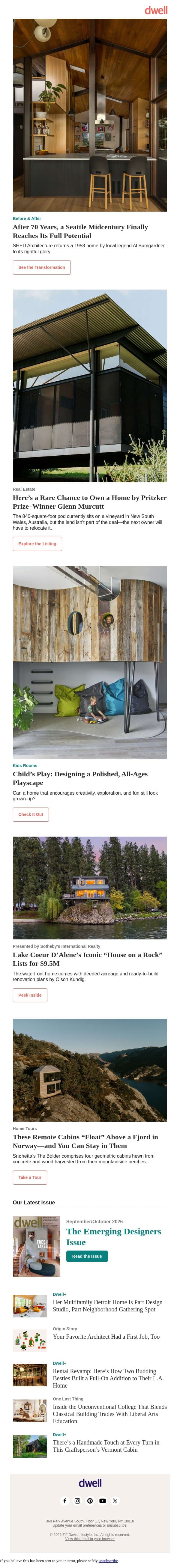 Here’s a Rare Chance to Own a Home by a Pritzker Prize–Winner email from Dwell screenshot