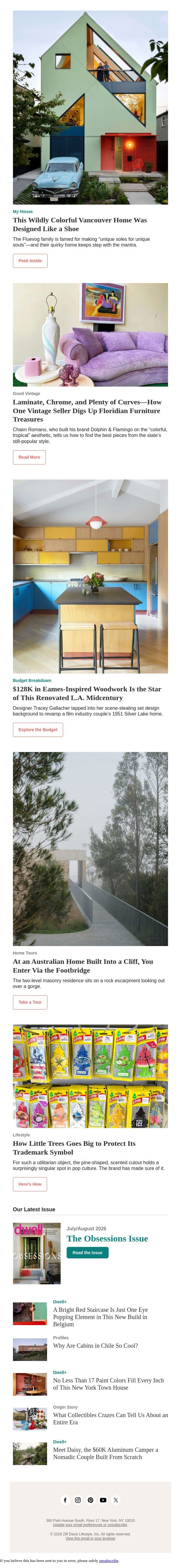 You Enter Via the Footbridge At This Cliffside Home email from Dwell screenshot