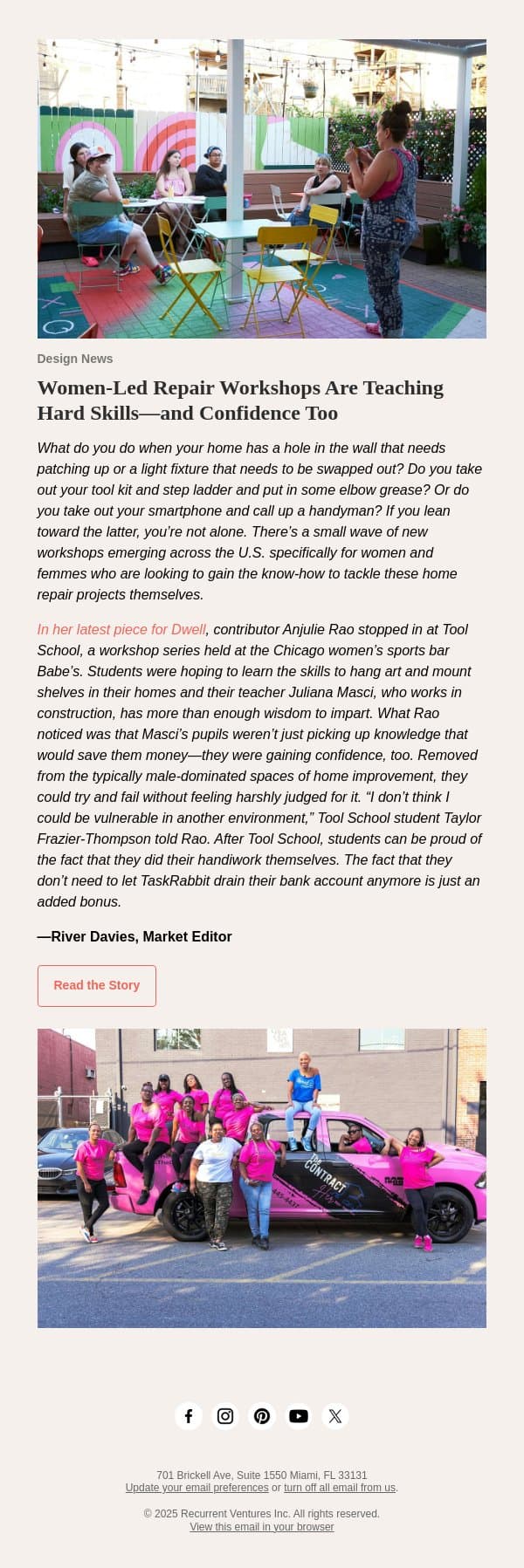 Women-Led Repair Workshops Are Teaching Hard Skills—and Confidence Too email from Dwell screenshot