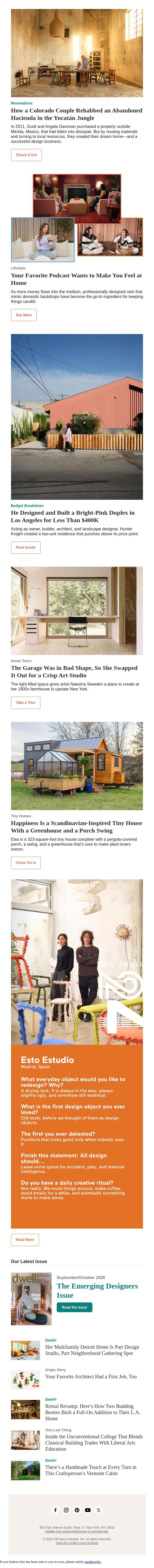 Your Favorite Podcast Wants to Make You Feel at Home email from Dwell screenshot