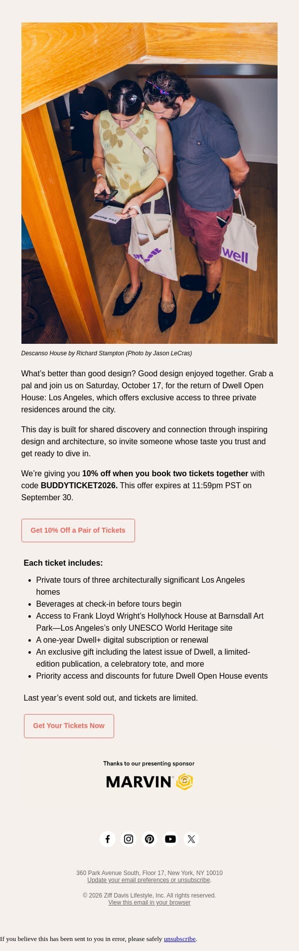 Dwell Open House Is for the (Design) Lovers email from Dwell screenshot