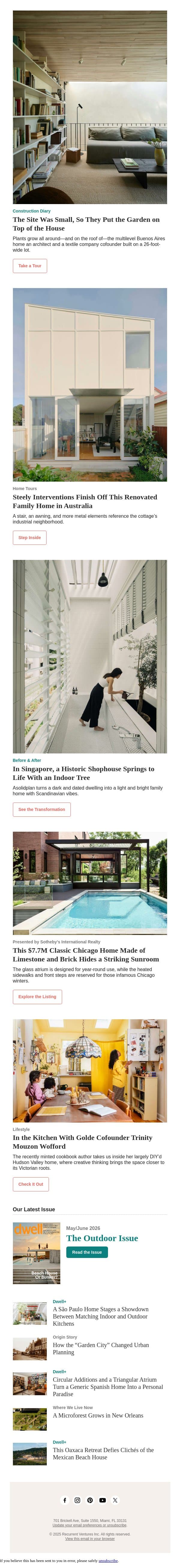 The Site Was Small, So They Put the Garden on Top of the House email from Dwell screenshot