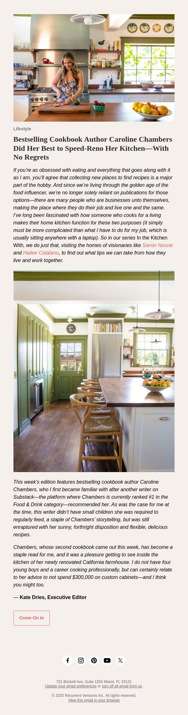 Bestselling Cookbook Author Caroline Chambers Did Her Best to Speed-Reno Her Kitchen—With No Regrets email from Dwell screenshot